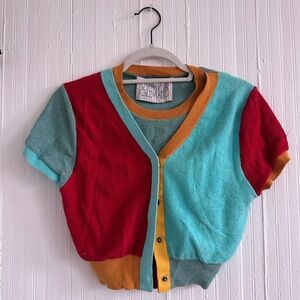Colorful Short Sleeve Cardigan